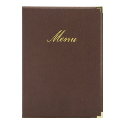 Securit® Classic A4 Brown Menu Set – 10 Menu Holders + 20 Extra Pouches | Hospitality Trade Pack - hospitality
