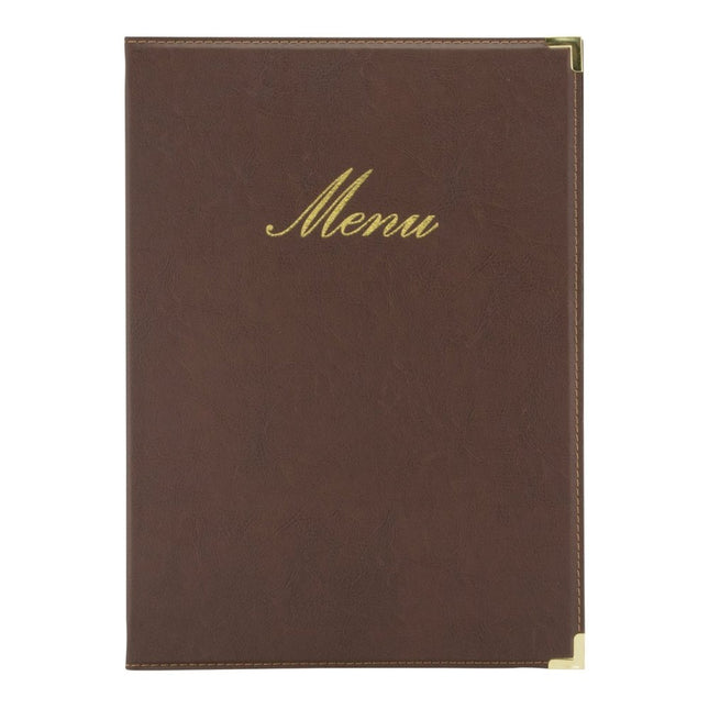 Securit® Classic A4 Brown Menu Set – 10 Menu Holders + 20 Extra Pouches | Hospitality Trade Pack - hospitality