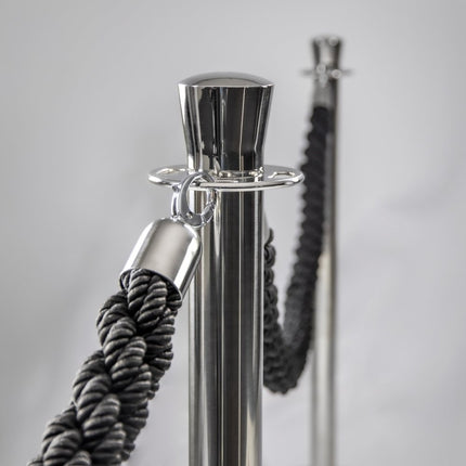 Securit® Classic Chrome Entrance Barrier Set – 2 Posts & Bases + Bronze Braided Rope | Hospitality Trade Pack - hospitality