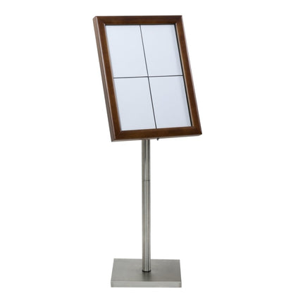 Securit® Classic Dark Brown 4A4 LED Information Display Set – Display + Pole & Base + Battery | Hospitality Trade Pack - hospitality