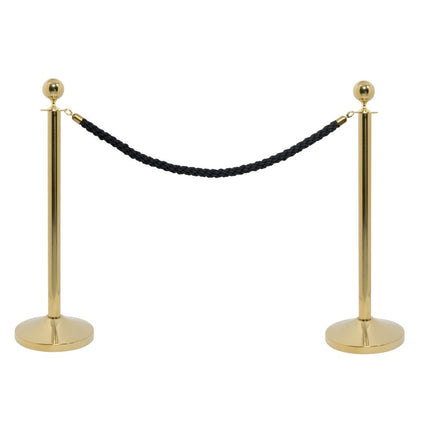 Securit® Classic Gold Entrance Barrier Set – 2 Posts & Bases + White Braided Rope | Hospitality Trade Pack - hospitality