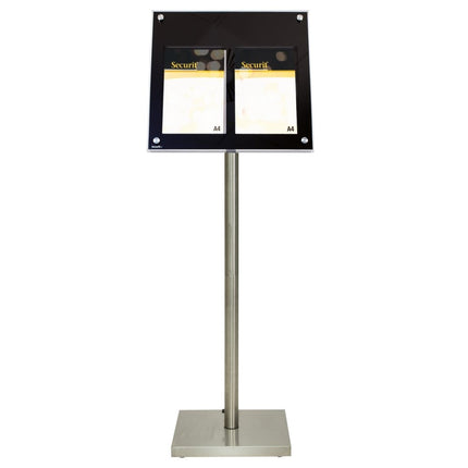 Securit® Classic Stainless Steel 4A4 LED Information Display Set – Display + Pole & Base + Battery | Hospitality Trade Pack - hospitality