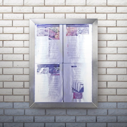 Securit® Classic Stainless Steel 4A4 LED Information Display Set – Display + Pole & Base + Battery | Hospitality Trade Pack - hospitality