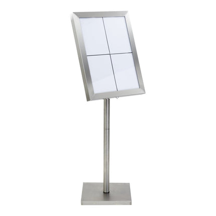 Securit® Classic Stainless Steel 4A4 LED Information Display Set – Display + Pole & Base + Battery | Hospitality Trade Pack - hospitality