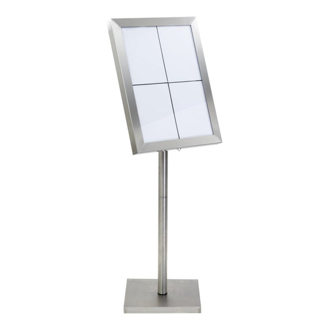 Securit® Classic Stainless Steel 4A4 LED Information Display Set – Display + Pole & Base + Battery | Hospitality Trade Pack - hospitality