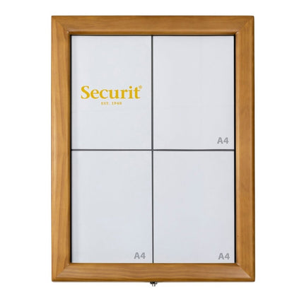 Securit® Classic Teak 4A4 LED Information Display Set – Display + Pole & Base + Battery | Hospitality Trade Pack - hospitality
