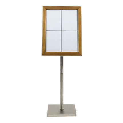 Securit® Classic Teak 4A4 LED Information Display Set – Display + Pole & Base + Battery | Hospitality Trade Pack - hospitality