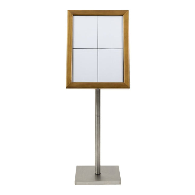 Securit® Classic Teak 4A4 LED Information Display Set – Display + Pole & Base + Battery | Hospitality Trade Pack - hospitality