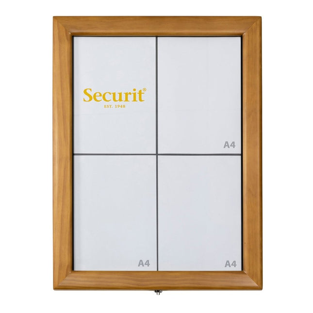 Securit Classic Teak LED Information Display 4xA4 69.7x53.3x5.2 cm - hospitality