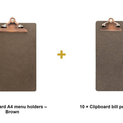 Securit® Clipboard A4 Brown Front-of-House Set – 6 Menu Holders + 10 Bill Presenters | Hospitality Trade Pack - hospitality