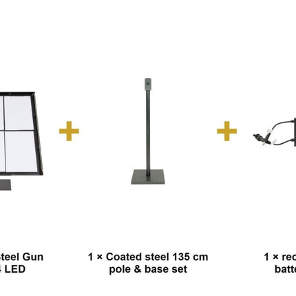 Securit® Coated Steel Gun Grey 6A4 LED Information Display Set – Display + Pole & Base + Battery | Hospitality Trade Pack - hospitality