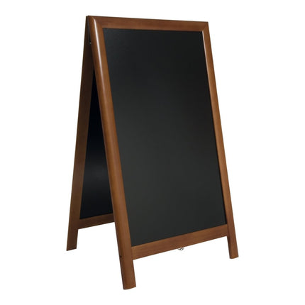 Securit® Deluxe Large Rubberwood Pavement Board Dark Brown 120 cm Chalkboard Set – Board + Waterproof Markers + Cleaner | Hospitality Trade Pack - hospitality