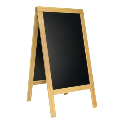 Securit® Deluxe Large Rubberwood Pavement Board in Beech 135 cm Chalkboard Set – Board + Waterproof Markers + Cleaner | Hospitality Trade Pack - hospitality