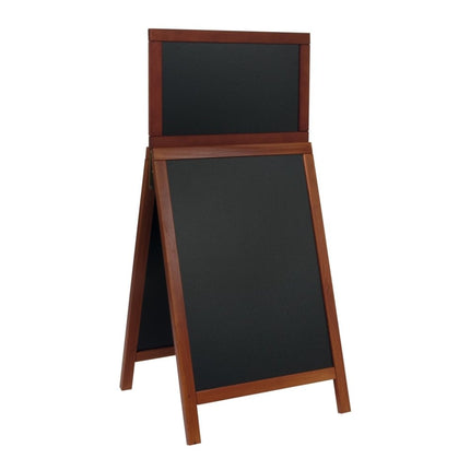 Securit® Deluxe Large Rubberwood Pavement Board in Mahogany 120 cm Chalkboard Set – Board + Waterproof Markers + Cleaner | Hospitality Trade Pack - hospitality
