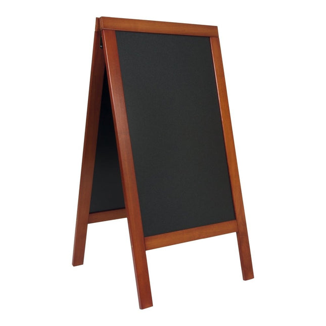 Securit® Deluxe Large Rubberwood Pavement Board in Mahogany 135 cm Chalkboard Set – Board + Waterproof Markers + Cleaner | Hospitality Trade Pack - hospitality