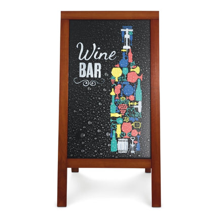Securit® Deluxe Large Rubberwood Pavement Board in Mahogany 135 cm Lit Pavement Sign Set – Board + LED Lamp + Wind Stopper + Markers | Hospitality Trade Pack - hospitality