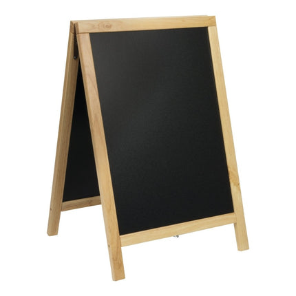 Securit® Deluxe Small Rubberwood Pavement Board in Beech 85 cm Chalkboard Set – Board + Waterproof Markers + Cleaner | Hospitality Trade Pack - hospitality