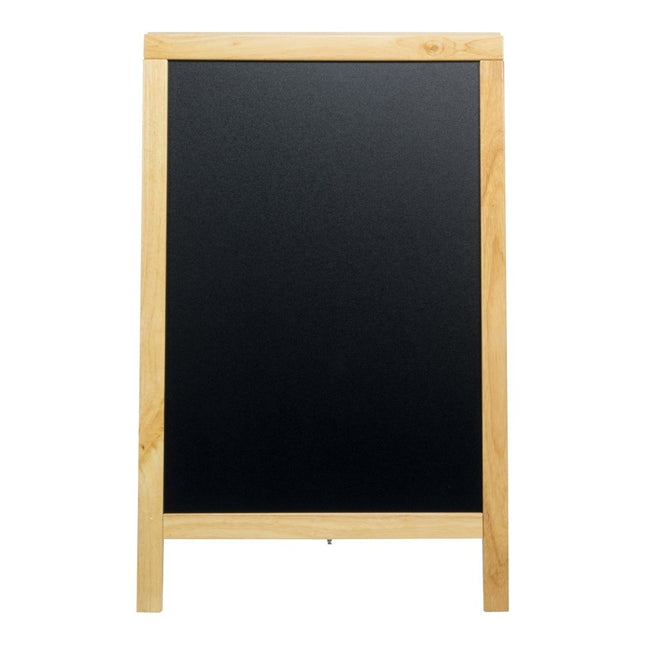 Securit® Deluxe Small Rubberwood Pavement Board in Beech 85 cm Chalkboard Set – Board + Waterproof Markers + Cleaner | Hospitality Trade Pack - hospitality