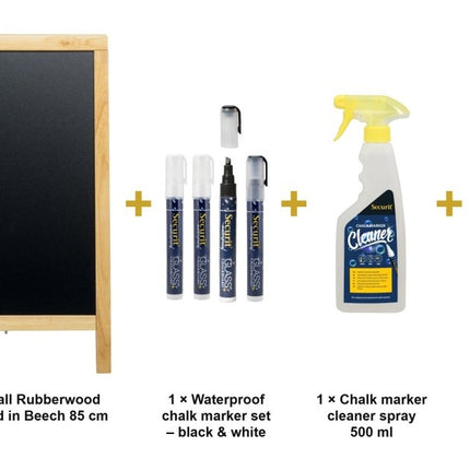 Securit® Deluxe Small Rubberwood Pavement Board in Beech 85 cm Chalkboard Set – Board + Waterproof Markers + Cleaner | Hospitality Trade Pack - hospitality