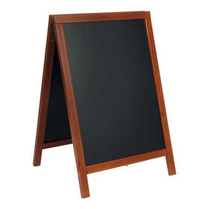 Securit® Deluxe Small Rubberwood Pavement Board in Mahogany 85 cm Chalkboard Set – Board + Waterproof Markers + Cleaner | Hospitality Trade Pack - hospitality