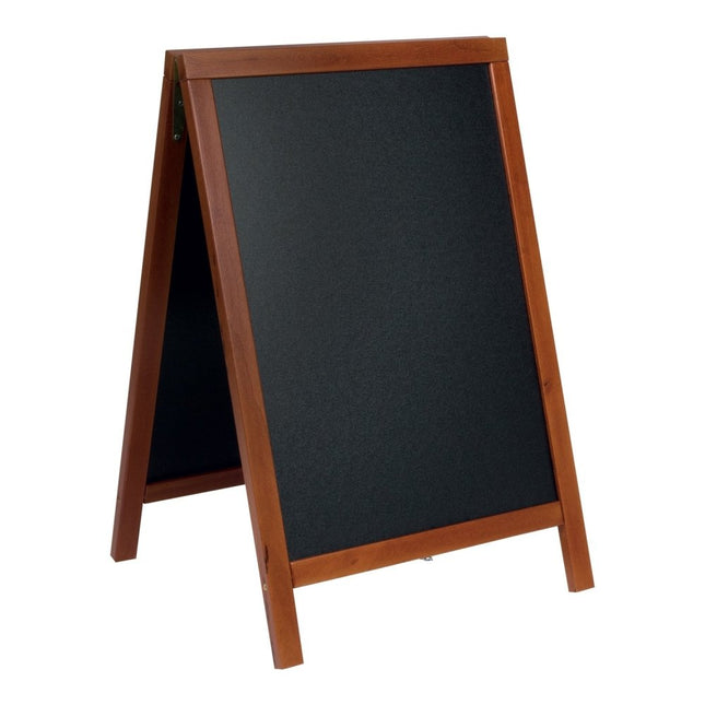 Securit® Deluxe Small Rubberwood Pavement Board in Mahogany 85 cm Chalkboard Set – Board + Waterproof Markers + Cleaner | Hospitality Trade Pack - hospitality