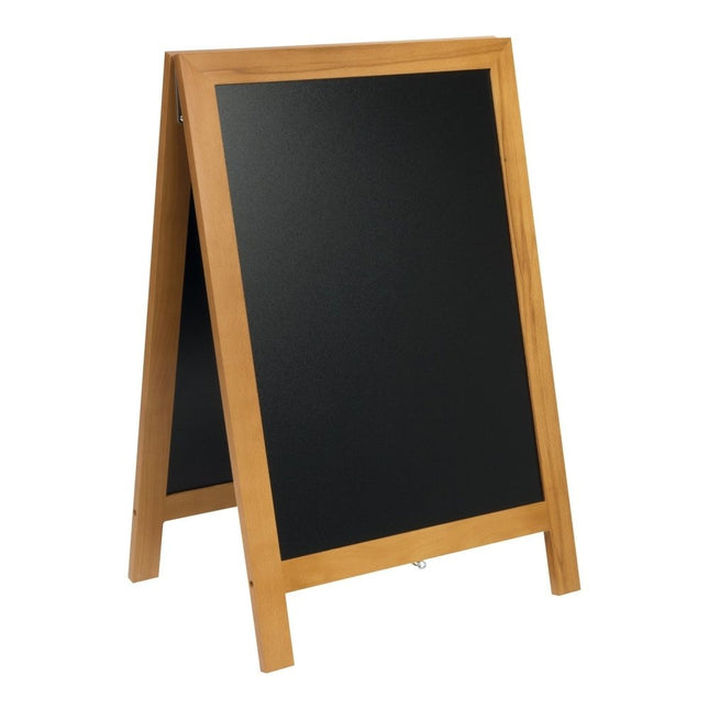 Securit® Deluxe Small Rubberwood Pavement Board in Teak 85 cm Chalkboard Set – Board + Waterproof Markers + Cleaner | Hospitality Trade Pack - hospitality