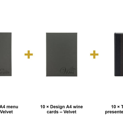 Securit® Design A4 Velvet Menu Suite – 10 Menu Holders + 10 Wine Cards + 10 Bill Presenter Boxes | Hospitality Trade Pack - hospitality