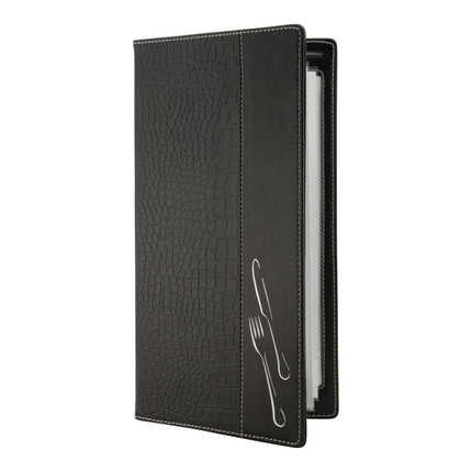 Securit® Design Croc A45 Black Menu Set – 10 Menu Holders + 20 Extra Pouches | Hospitality Trade Pack - hospitality