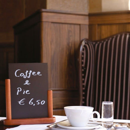 Securit® Elegant A6 Mahogany (Pack of 10) Table Chalkboard Set – Boards + 3 Extra Inserts + White Markers | Hospitality Trade Pack - hospitality