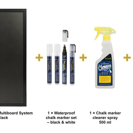 Securit® Expandable Multiboard System in Black Chalkboard Set – Board + Waterproof Markers + Cleaner | Hospitality Trade Pack - hospitality