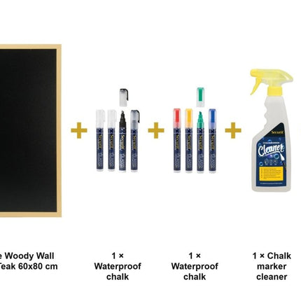 Securit® Extra Large Woody Wall Chalkboard in Teak 60x80 cm (Pack of 6) Chalkboard Set – Boards + Waterproof Markers + Cleaner | Hospitality Trade Pack - hospitality