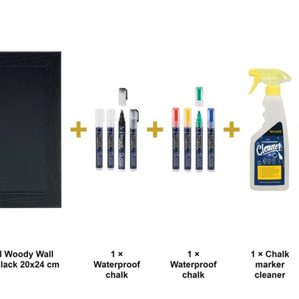 Securit® Extra Small Woody Wall Chalkboard in Black 20x24 cm (Pack of 6) Chalkboard Set – Boards + Waterproof Markers + Cleaner | Hospitality Trade Pack - hospitality