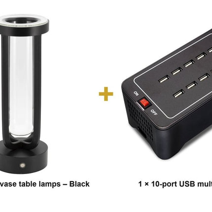 Securit® Florence Table Lamps Black (Pack of 6) + 10-Port Multicharger Lighting Set | Hospitality Trade Pack - hospitality