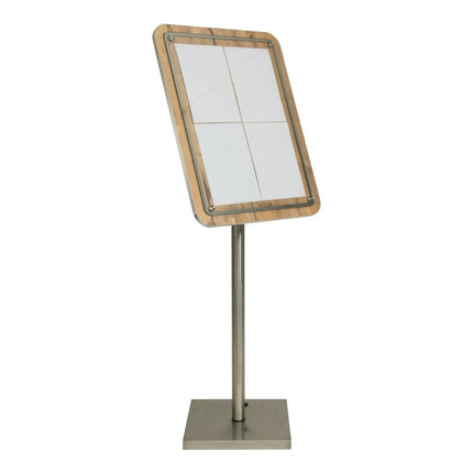 Securit® Glass Star Oak 4A4 Information Display Set – Display + Pole & Base + LED Lamp | Hospitality Trade Pack - hospitality