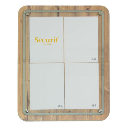 Securit® Glass Star Oak 4A4 Information Display Set – Display + Pole & Base + LED Lamp | Hospitality Trade Pack - hospitality