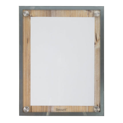 Securit® Glass Star Oak A4 Information Display Set – Display + Pole & Base + LED Lamp | Hospitality Trade Pack - hospitality