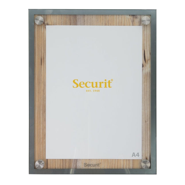 Securit Glass Star Oak Information Display 36.8x28.1x3cm A4 - hospitality