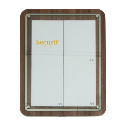 Securit® Glass Star Walnut 4A4 Information Display Set – Display + Pole & Base + LED Lamp | Hospitality Trade Pack - hospitality
