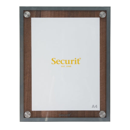 Securit® Glass Star Walnut A4 Information Display Set – Display + Pole & Base + LED Lamp | Hospitality Trade Pack - hospitality