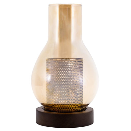 Securit® Glass Tealight Holder Lantern – Transparent & Wood | Hospitality Table Lighting - hospitality