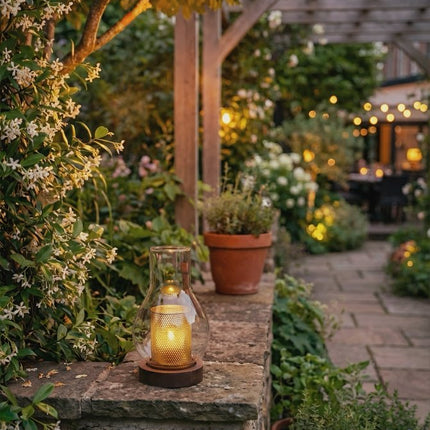 Securit® Glass Tealight Holder Lantern – Transparent & Wood | Hospitality Table Lighting - hospitality