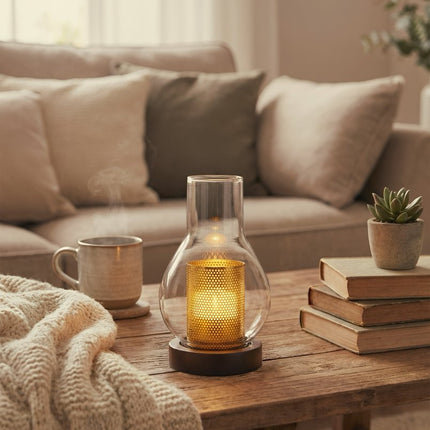 Securit® Glass Tealight Holder Lantern – Transparent & Wood | Hospitality Table Lighting - hospitality