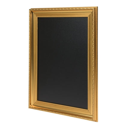 Securit® Gold Framed Wall Chalkboard 83x63 cm + Gold, Silver, Red, Green & White Markers + Christmas Stencils Christmas Gold Menu Board Set | Hospitality Trade Pack - hospitality