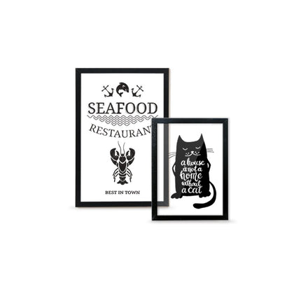 Securit® Large Woody Transparent Wall Chalkboard in Black 40x60 cm (Pack of 6) Chalkboard Set – Boards + Waterproof Markers + Cleaner | Hospitality Trade Pack - hospitality