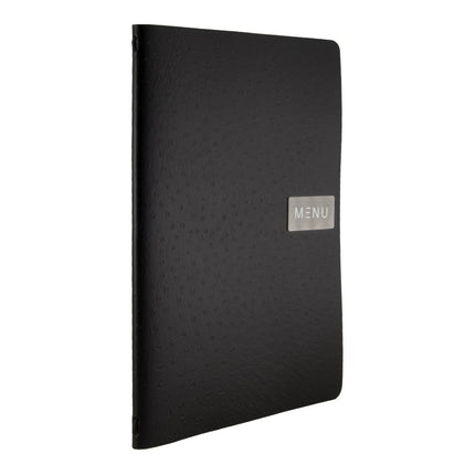 Securit® Leather Ego A4 Black Front-of-House Set – 10 Menu Holders + 10 Beechwood Bill Presenters | Hospitality Trade Pack - hospitality