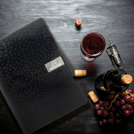 Securit® Leather Ego A4 Black Front-of-House Set – 10 Menu Holders + 10 Beechwood Bill Presenters | Hospitality Trade Pack - hospitality