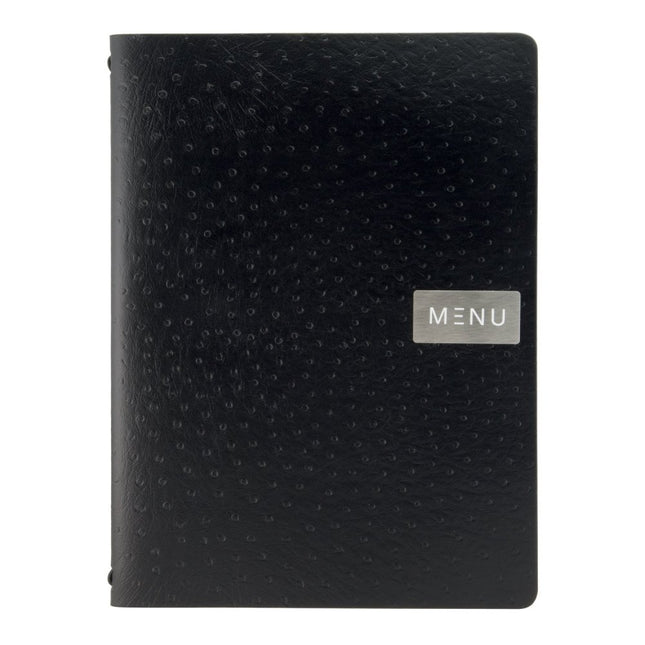 Securit® Leather Ego A4 Black Front-of-House Set – 10 Menu Holders + 10 Beechwood Bill Presenters | Hospitality Trade Pack - hospitality