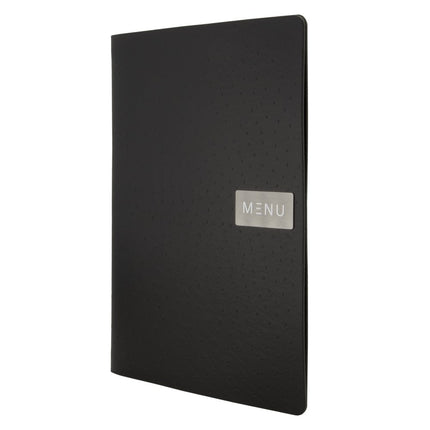 Securit® Leather Ego A4 Black Menu Set – 10 Menu Holders + 20 Extra Pouches | Hospitality Trade Pack - hospitality