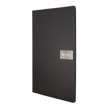 Securit® Leather Raw A4 Black Front-of-House Set – 10 Menu Holders + 10 Beechwood Bill Presenters | Hospitality Trade Pack - hospitality