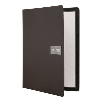 Securit® Leather Raw A4 Brown Menu Set – 10 Menu Holders + 20 Extra Pouches | Hospitality Trade Pack - hospitality